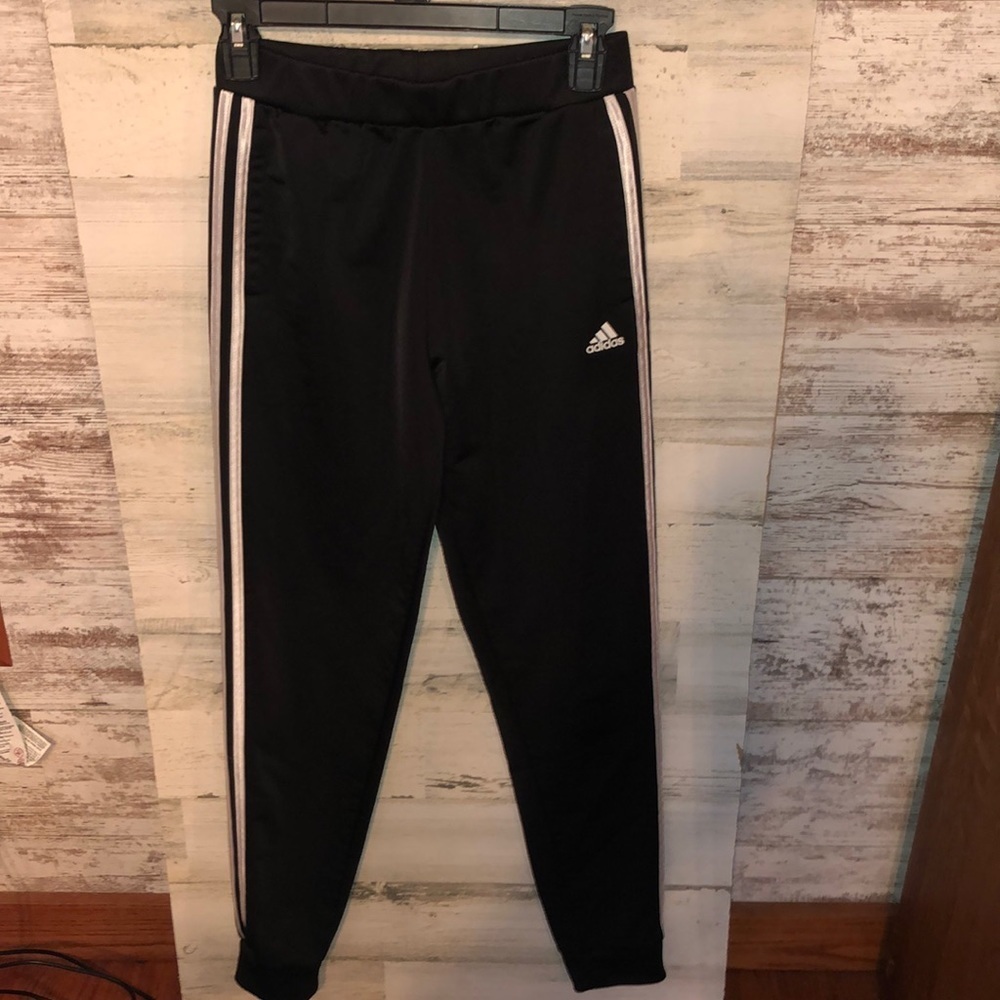 Adidas black and white joggers kids XL adidas Sweatpants soccer pants active​​